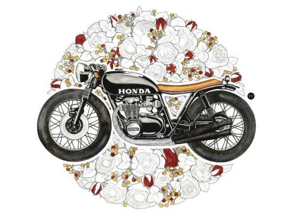 Мотоцикл и цветы