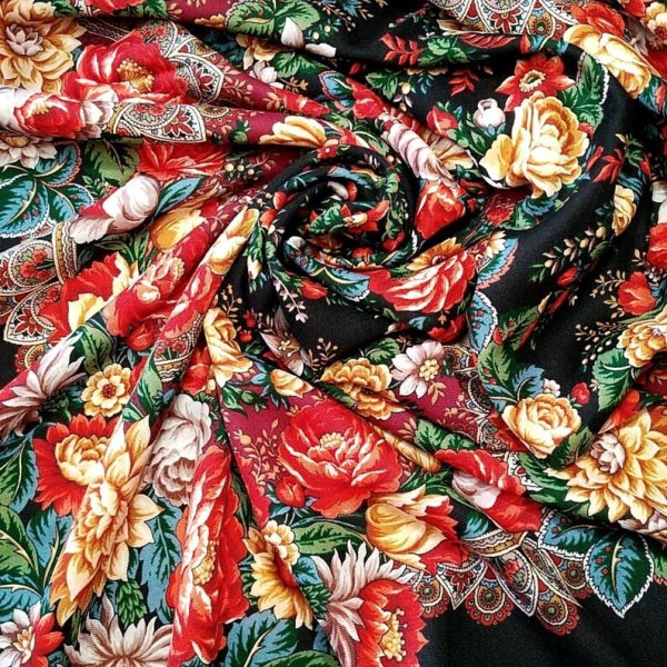 Павлопосадский платок маков цвет