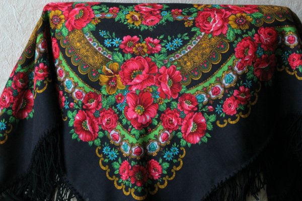 Павлопосадский платок цветочный Калейдоскоп