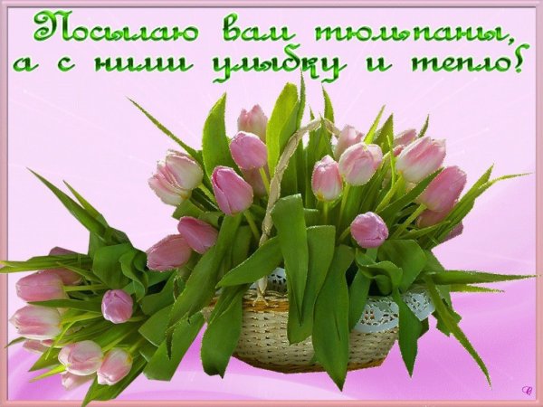 Весенние цветы с пожеланиями