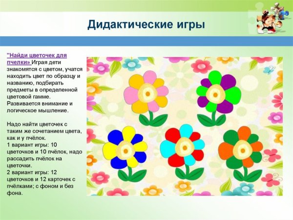 Дидактическая игра с цветочками