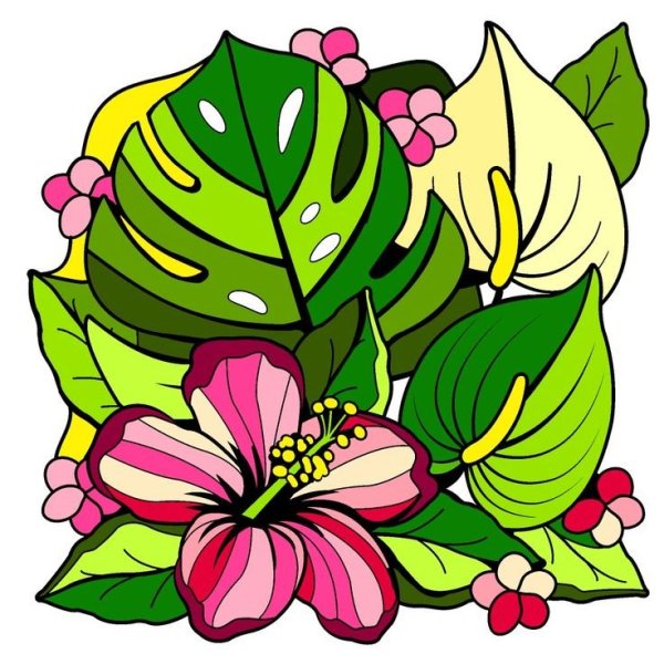 Стилизованные растения в цвете