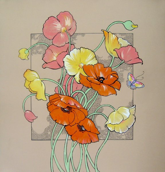 Стилизованные цветы в цвете