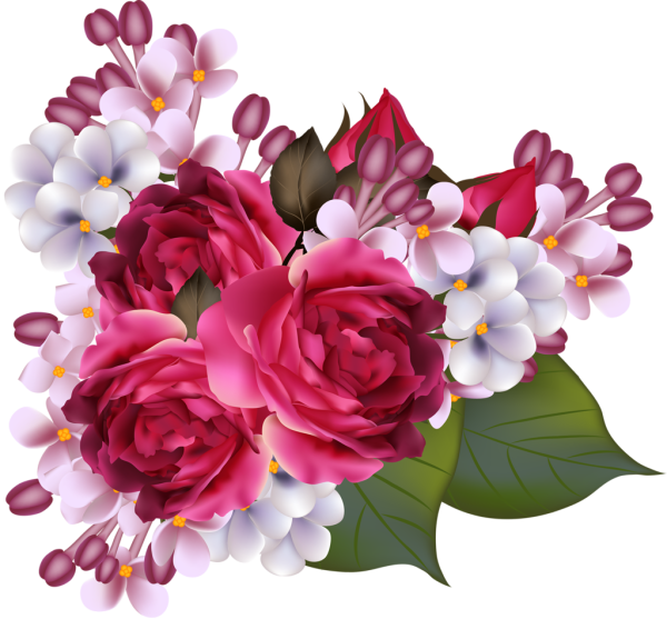 Сказочные цветы на прозрачном фоне