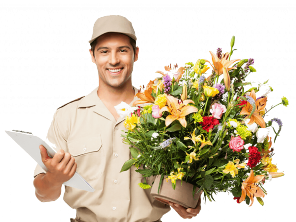Курьер с цветами
