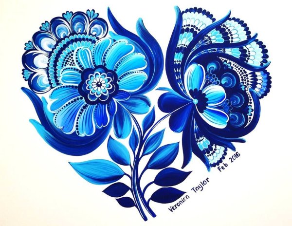 Гжель цветок рисунок