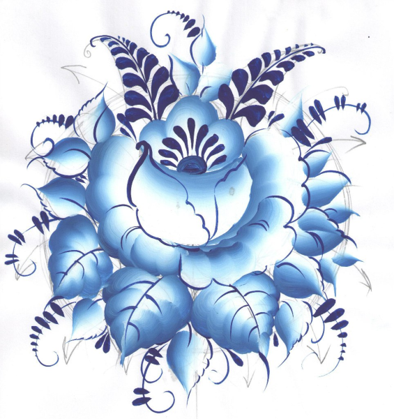 «Гжель» элемент росписи цветок