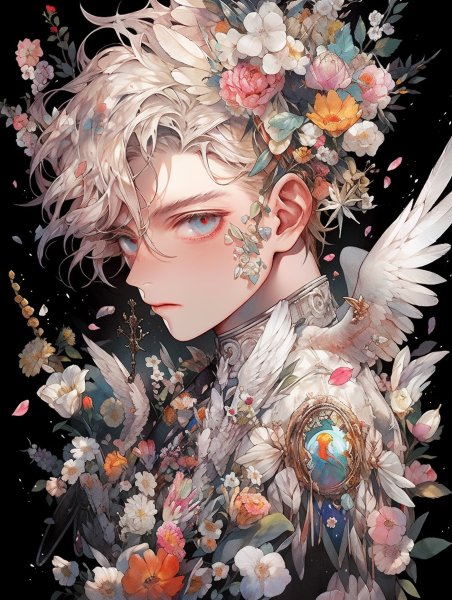 Аниме девушка цветы