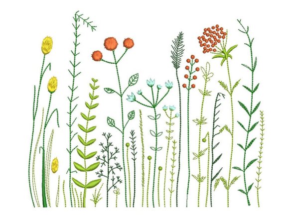 Вышивка полевые травы Машинная