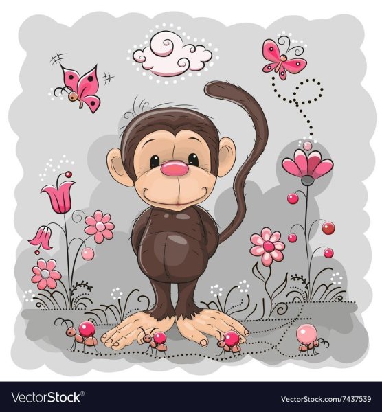 Обезьянка с цветами картинки