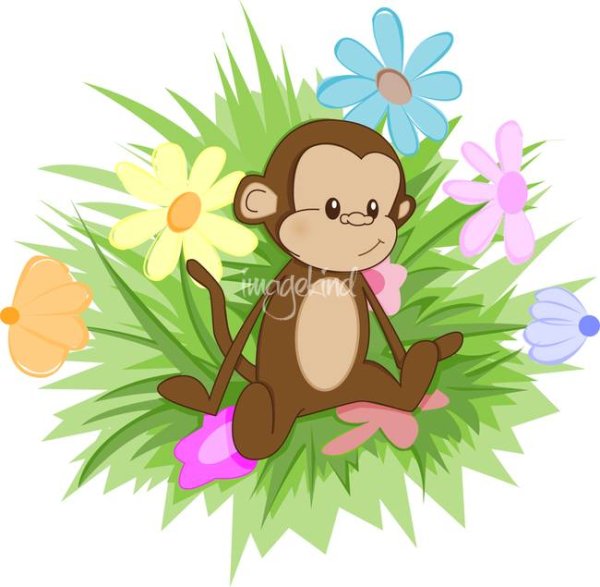 Мартышки с цветами мультяшные