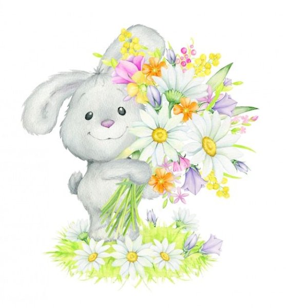 Зайчонок с цветами