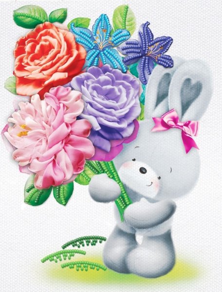 Зайчик с цветами
