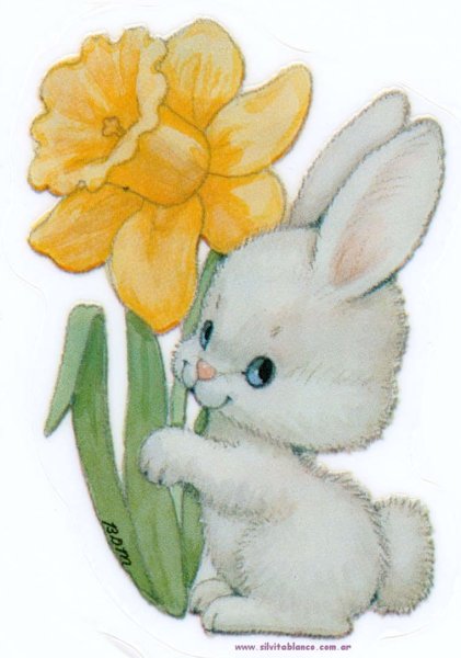 Зверушки с цветами на прозрачном фоне