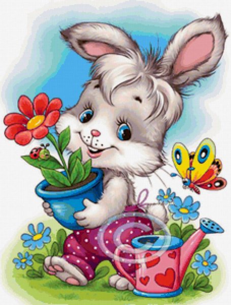 Зайчик с цветами