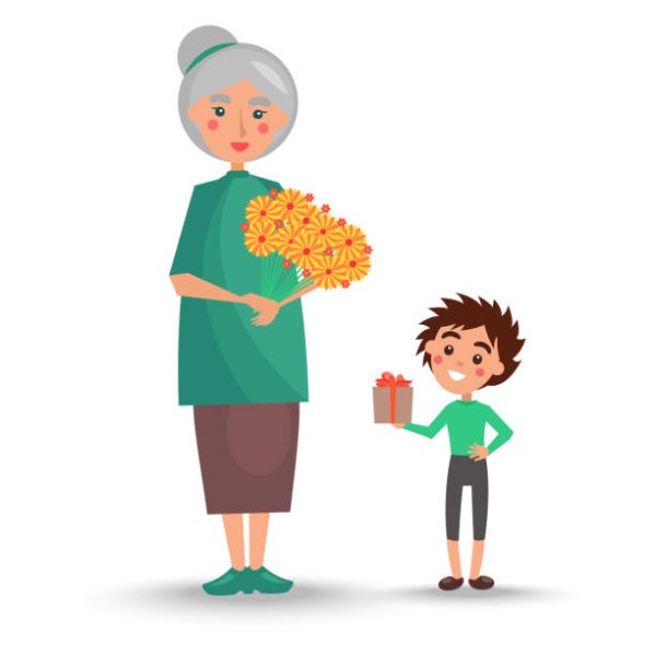 Мальчик и бабушка иллюстрации