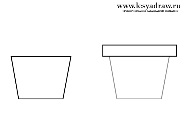 Поэтапное рисование комнатного цветка в горшке