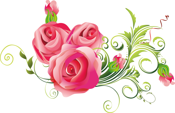 Цветочный орнамент на прозрачном фоне