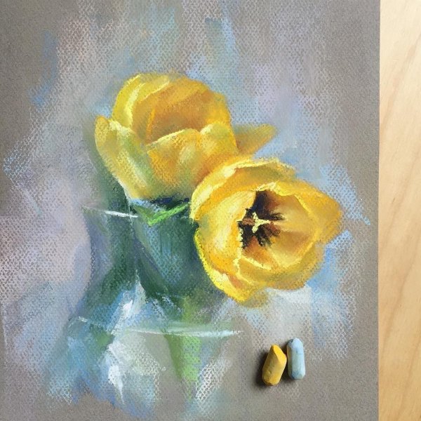 Цветы пастелью сухой