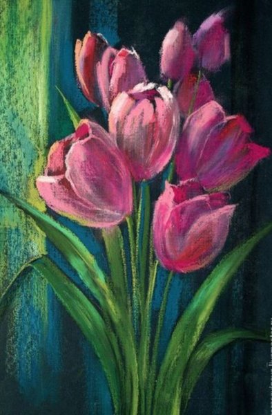 Тюльпаны масляной пастелью