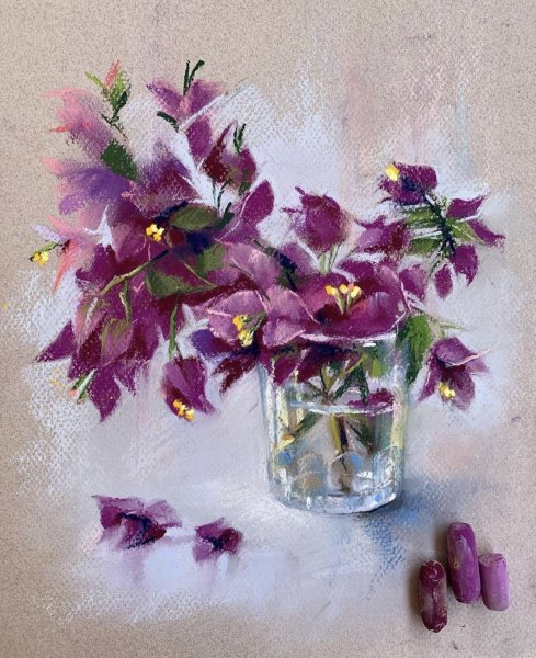 Картины цветов пастелью