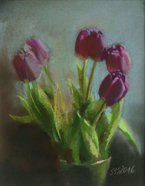 Цветы пастелью сухой