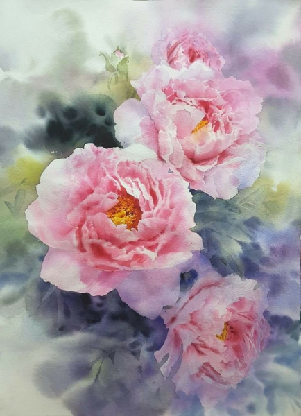 Рэйчел МАКНОТОН акварель гортензии