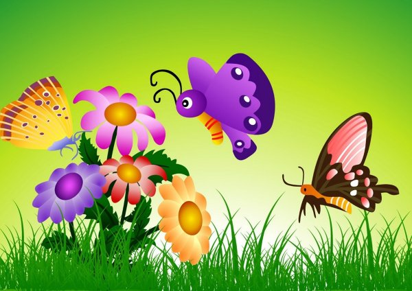 Лето цветы мультяшные