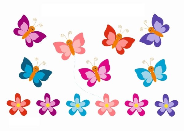 Бабочка на цветочек для дошкольников