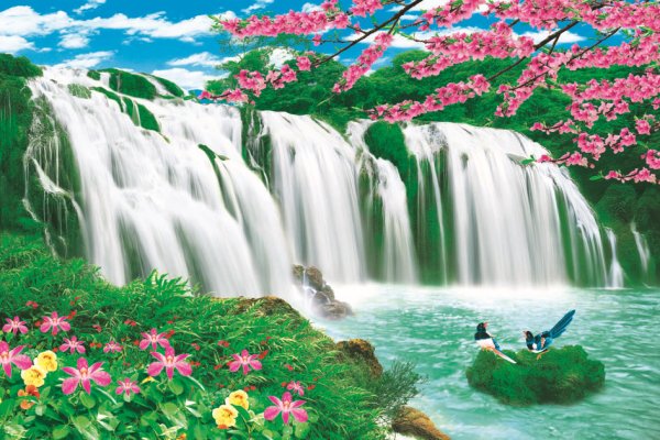 Водопад цветы