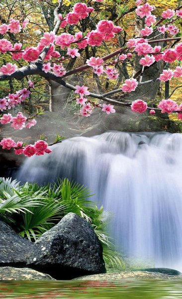 Весенние природа и водопады