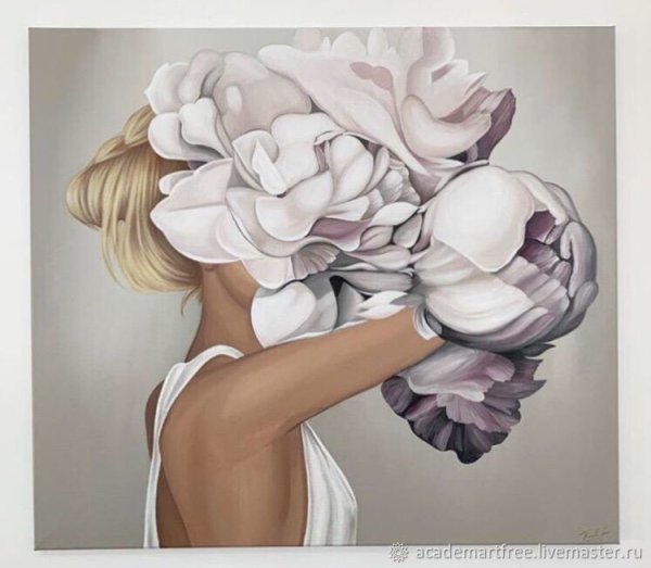 Девушка с пионами картина