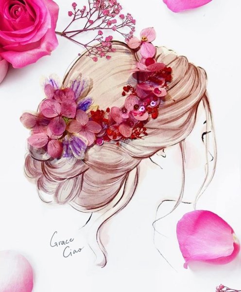 Девушка спиной в цветах картина