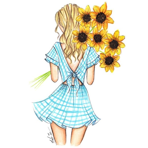 Картина девушка с цветами