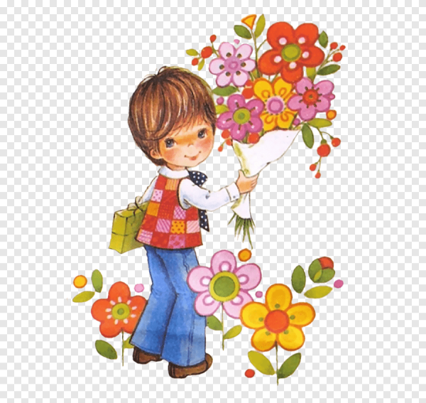 Мальчик дарит цветы