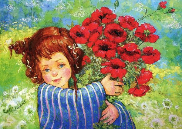 Мальчик дарит девочке цветы