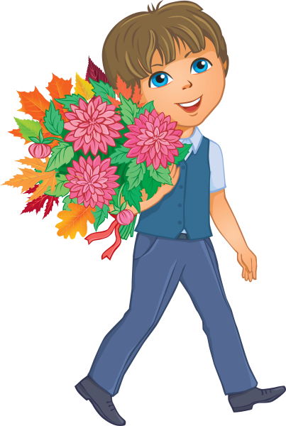 Мультяшная девочка дарит цветы