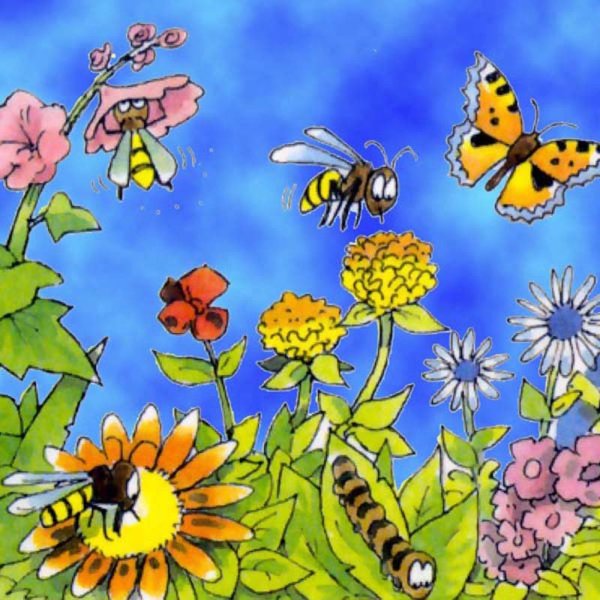 Пчелки над цветами