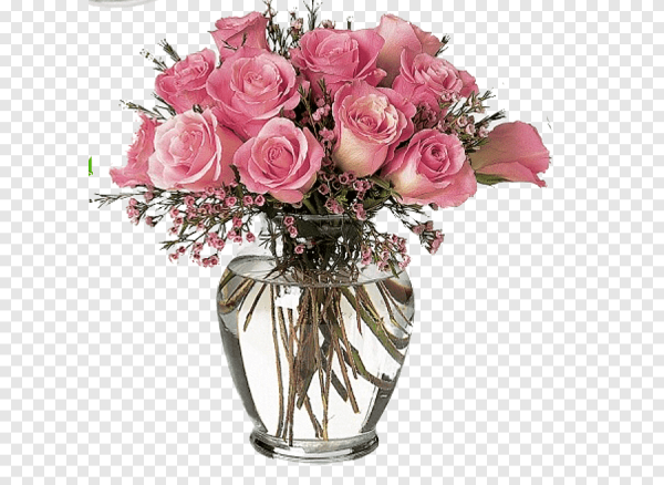 Розы в прозрачной вазе