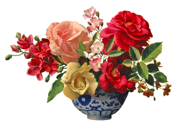 Ваза с розами без фона