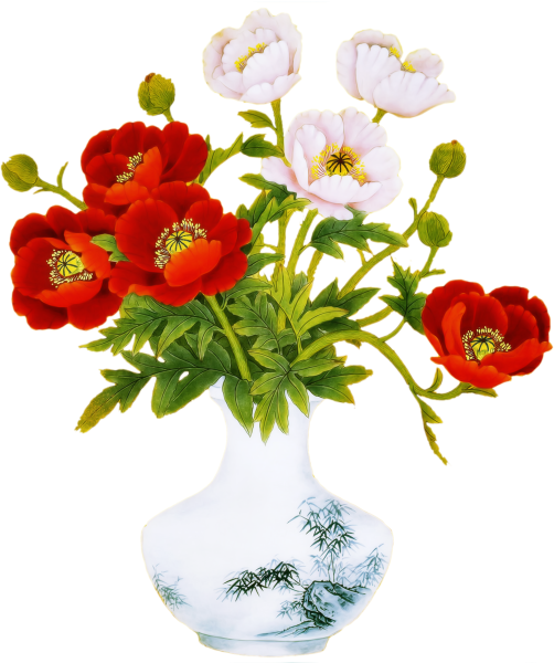 Ваза с цветами на прозрачном фоне