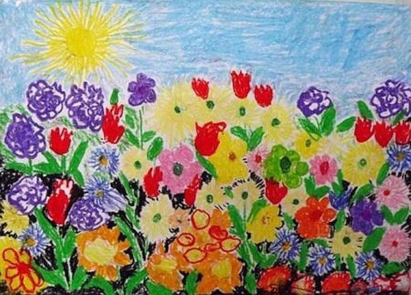Рисование «Цветочная Поляна» (капельный метод кляксографии)
