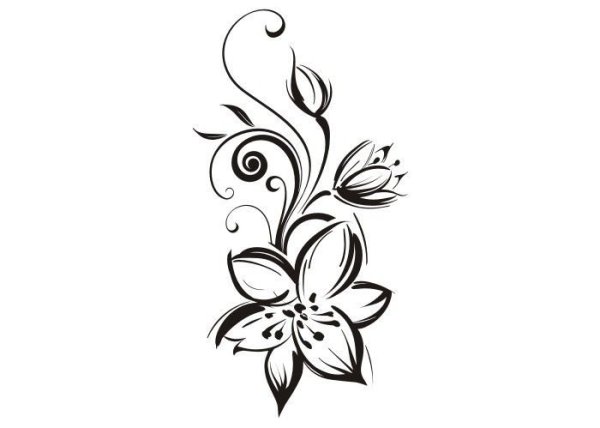 Графика цветы черно белые