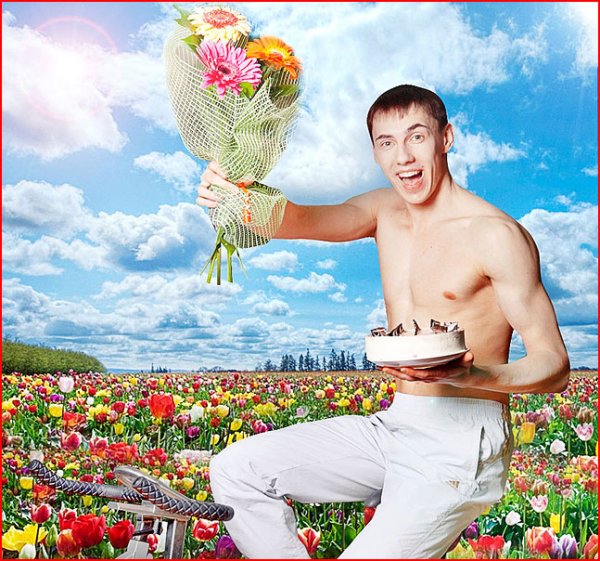 Мужчины с цветами прикольные