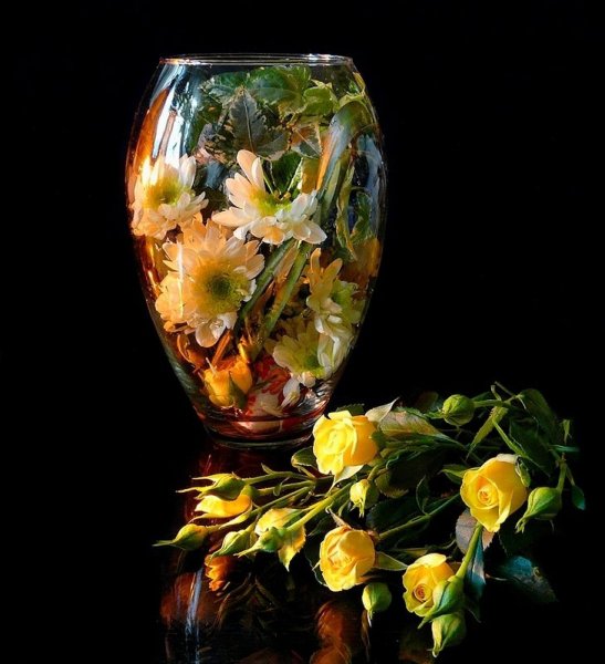 Красивые цветы в бокале
