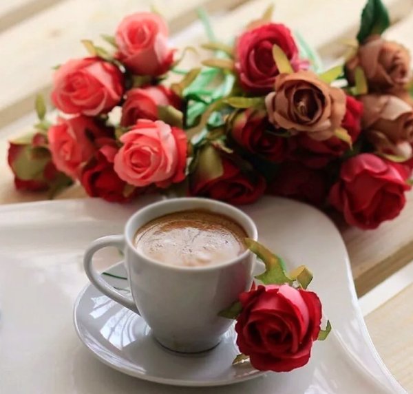 Кофе и цветы