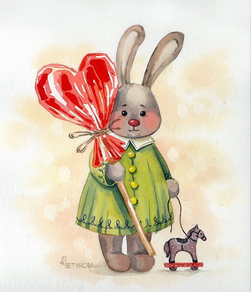 Заяц с цветком