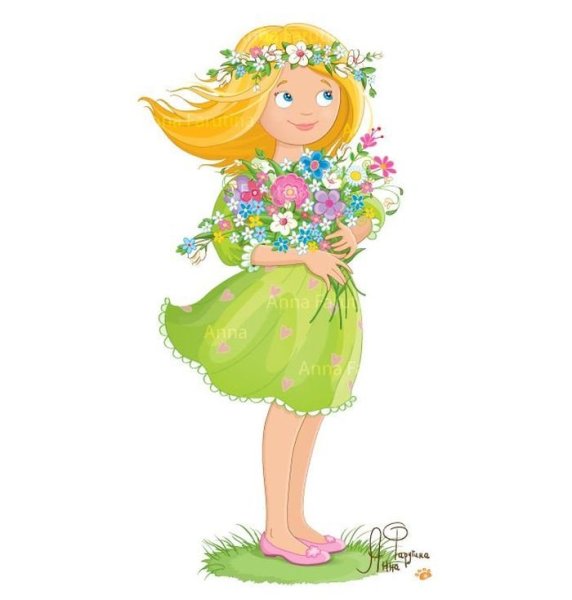 Дети с цветами на прозрачном фоне