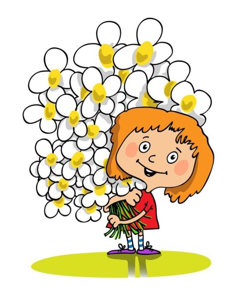 Девочка с цветочком рисунок