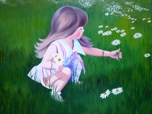 Девочка с цветочком мультяшная